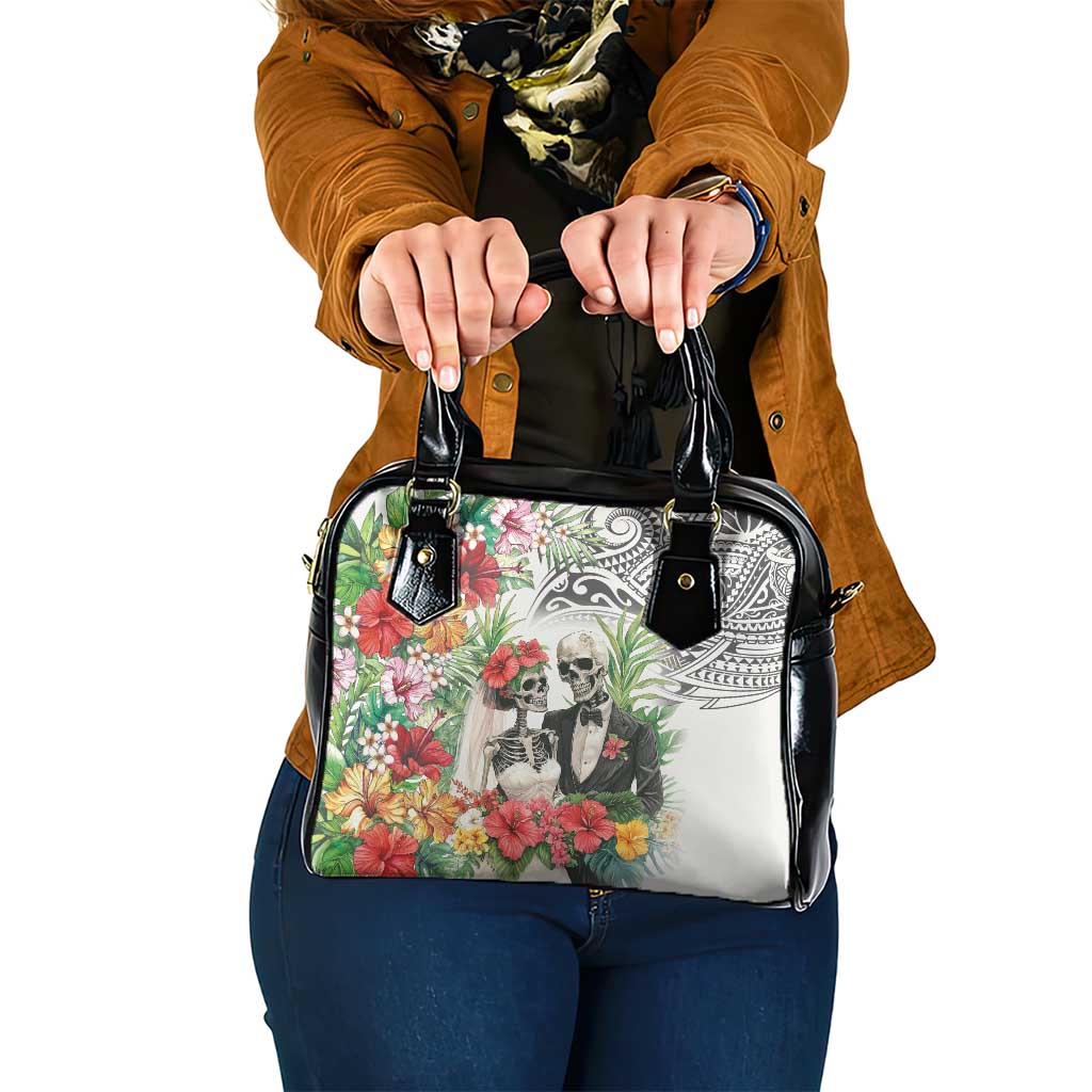 Skeleton Love for Valentine’s Day Shoulder Handbag Polynesian Tribal Love Forever