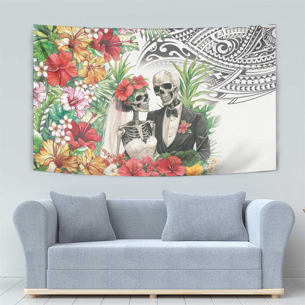 Skeleton Love for Valentines Day Tapestry Polynesian Tribal Love Forever LT9 - Polynesian Pride