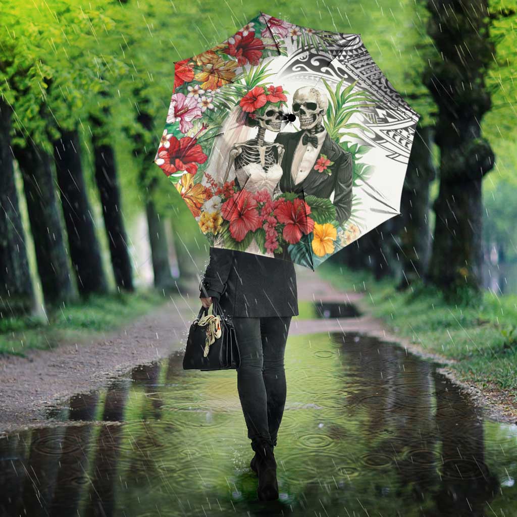Skeleton Love for Valentines Day Umbrella Polynesian Tribal Love Forever LT9 - Polynesian Pride