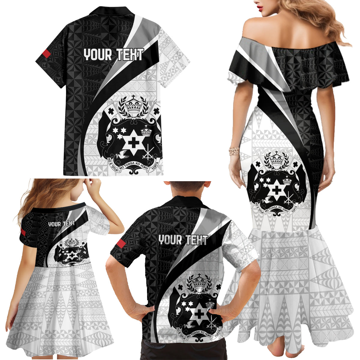 Personalised Tonga Emancipation Day Family Matching Mermaid Dress and Hawaiian Shirt Since 1970 Ngatu Tribal Pattern