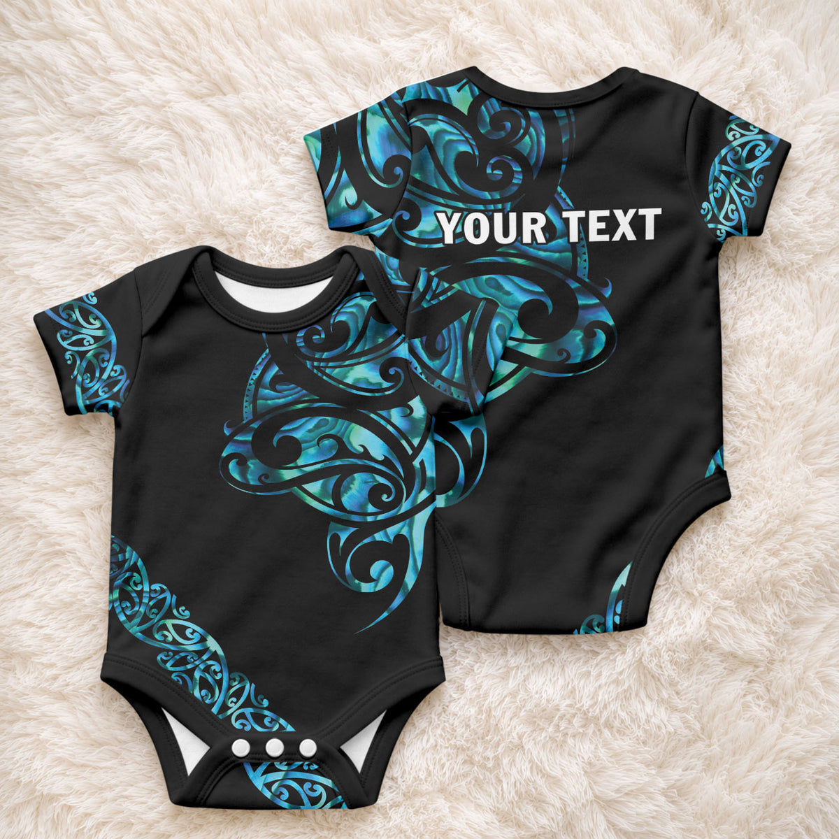 All Black Maori Tribal Tattoo Personalised Baby Onesie Polynesian Style LT9 - Polynesian Pride