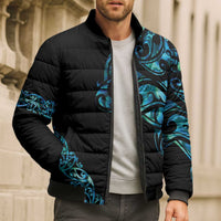 All Black Maori Tribal Tattoo Personalised Bomber Puffer Jacket Polynesian Style - Polynesian Pride