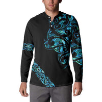 All Black Maori Tribal Tattoo Personalised Button Sweatshirt Polynesian Style