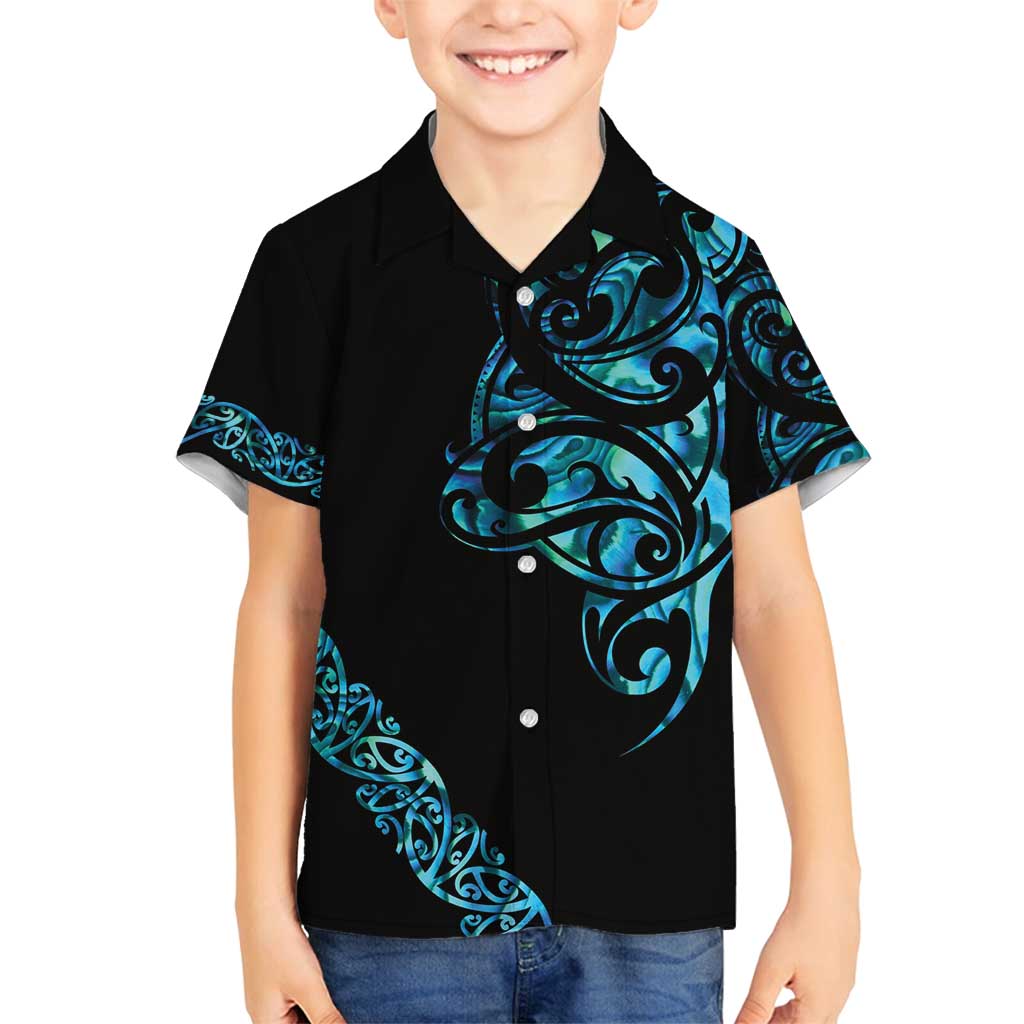 All Black Maori Tribal Tattoo Personalised Family Matching Long Sleeve Bodycon Dress and Hawaiian Shirt Polynesian Style LT9 Son's Shirt Black - Polynesian Pride