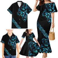 All Black Maori Tribal Tattoo Personalised Family Matching Mermaid Dress and Hawaiian Shirt Polynesian Style LT9 - Polynesian Pride