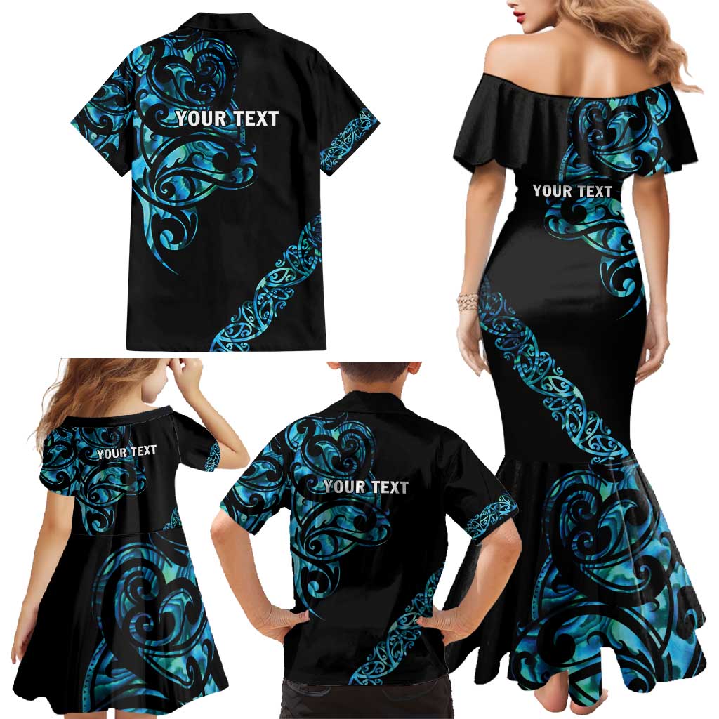 All Black Maori Tribal Tattoo Personalised Family Matching Mermaid Dress and Hawaiian Shirt Polynesian Style LT9 - Polynesian Pride