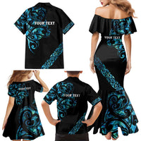 All Black Maori Tribal Tattoo Personalised Family Matching Mermaid Dress and Hawaiian Shirt Polynesian Style LT9 - Polynesian Pride