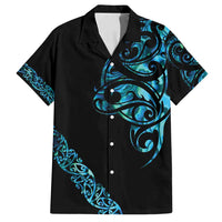 All Black Maori Tribal Tattoo Personalised Family Matching Off Shoulder Short Dress and Hawaiian Shirt Polynesian Style LT9 Dad's Shirt - Short Sleeve Black - Polynesian Pride