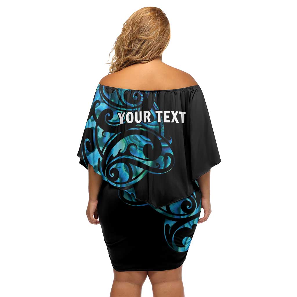 All Black Maori Tribal Tattoo Personalised Family Matching Off Shoulder Short Dress and Hawaiian Shirt Polynesian Style LT9 - Polynesian Pride