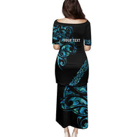 All Black Maori Tribal Tattoo Personalised Family Matching Puletasi and Hawaiian Shirt Polynesian Style