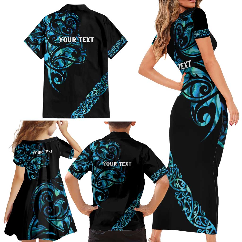 All Black Maori Tribal Tattoo Personalised Family Matching Short Sleeve Bodycon Dress and Hawaiian Shirt Polynesian Style LT9 - Polynesian Pride