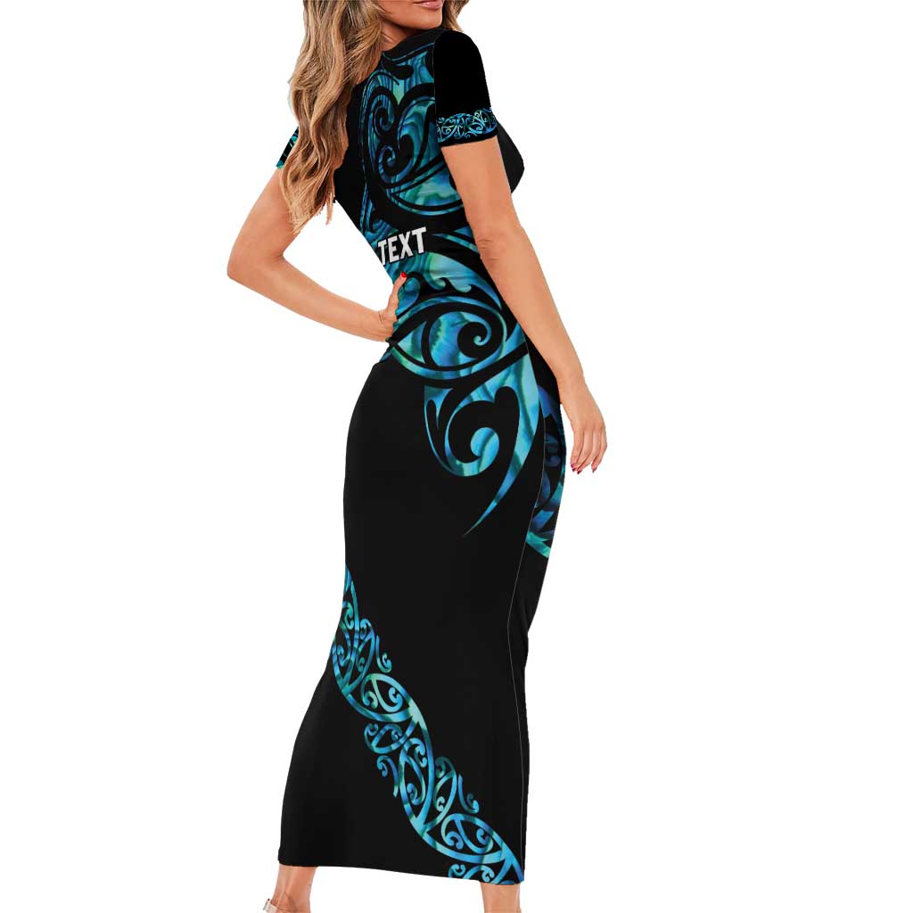 All Black Maori Tribal Tattoo Personalised Family Matching Short Sleeve Bodycon Dress and Hawaiian Shirt Polynesian Style LT9 - Polynesian Pride