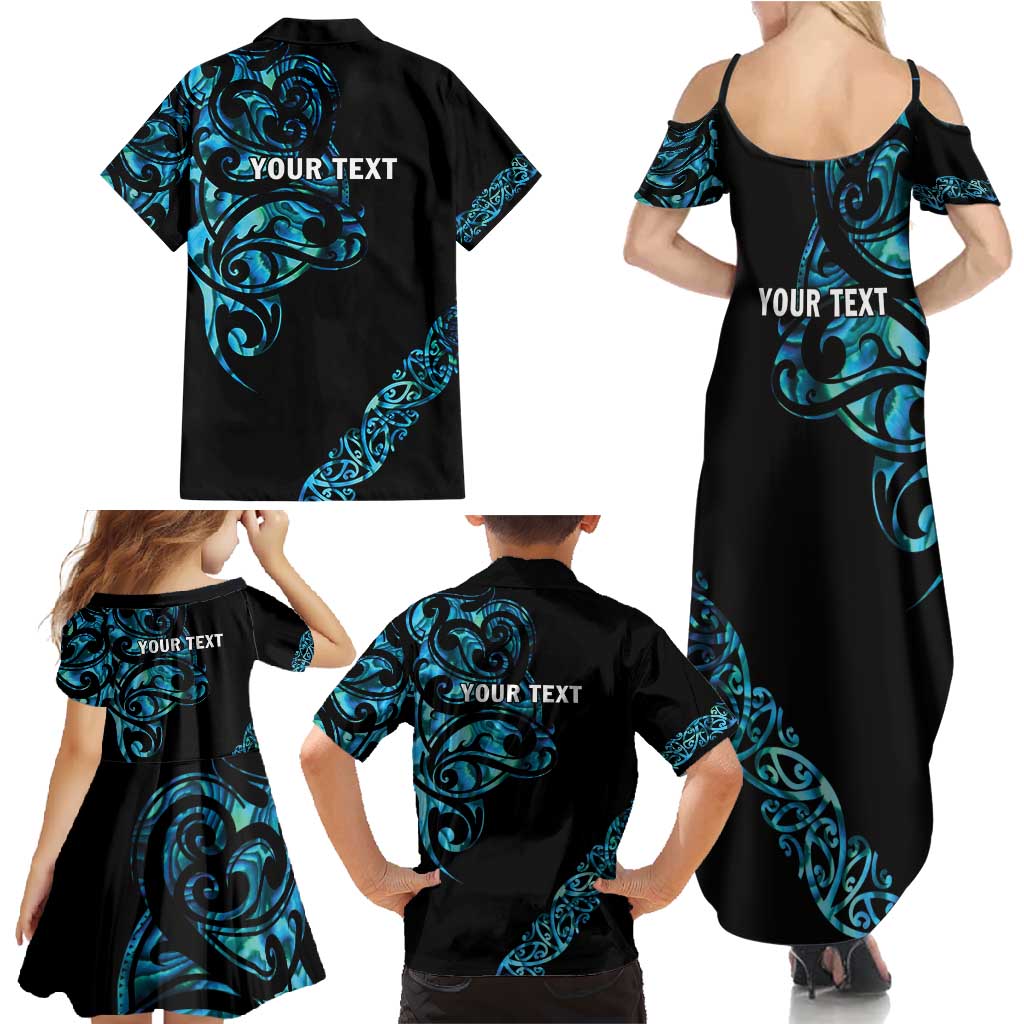 All Black Maori Tribal Tattoo Personalised Family Matching Summer Maxi Dress and Hawaiian Shirt Polynesian Style LT9 - Polynesian Pride