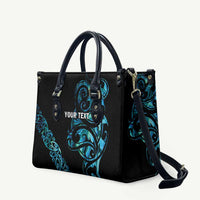 All Black Maori Tribal Tattoo Personalised Leather Bag Polynesian Style - Polynesian Pride