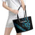 All Black Maori Tribal Tattoo Personalised Leather Tote Bag Polynesian Style