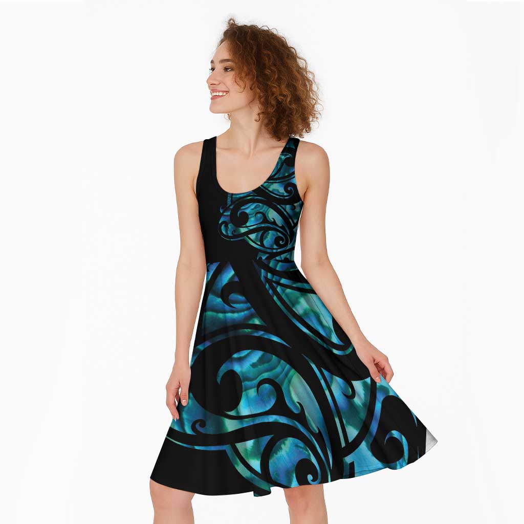 All Black Maori Tribal Tattoo Personalised Midi Dress Polynesian Style LT9 - Polynesian Pride