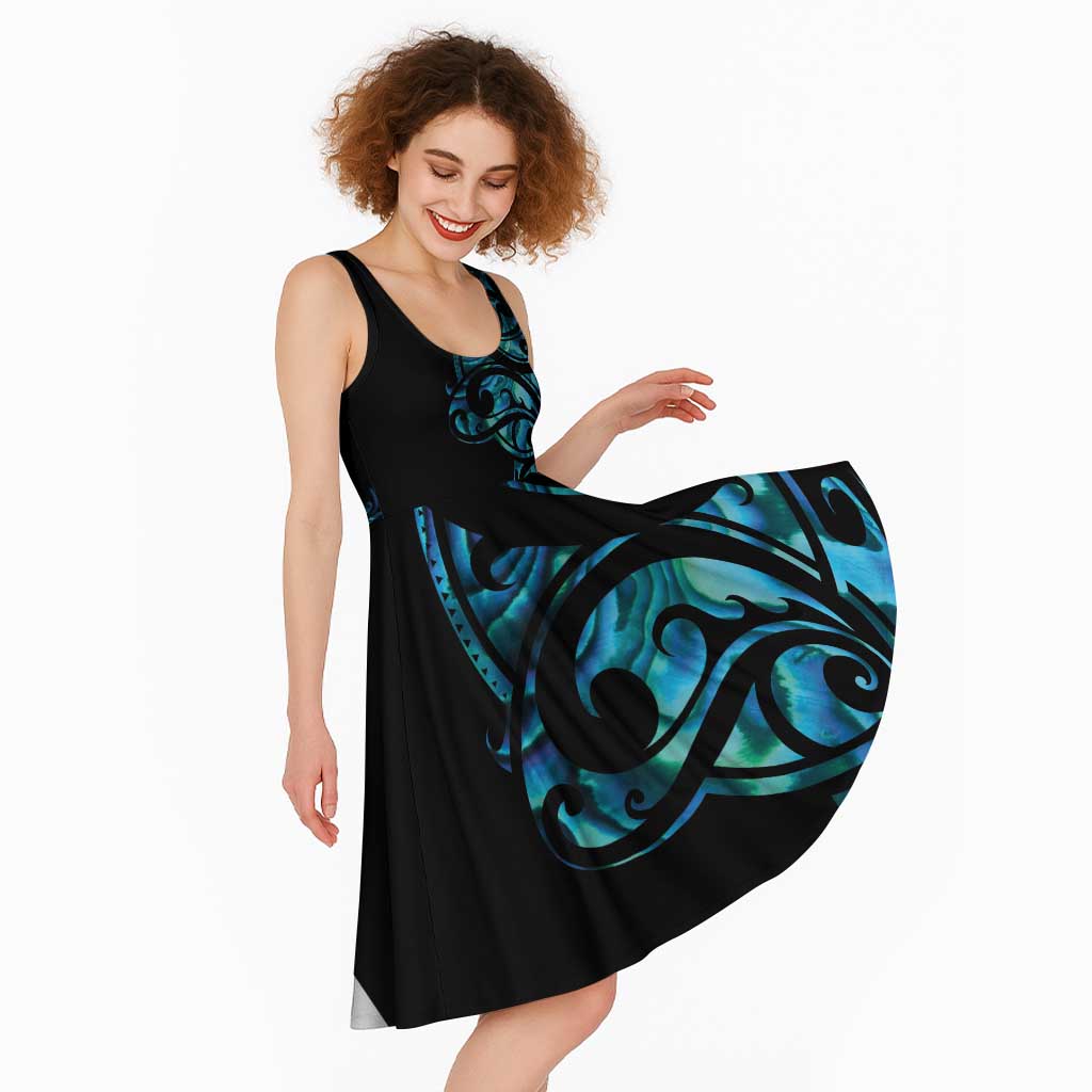 All Black Maori Tribal Tattoo Personalised Midi Dress Polynesian Style LT9 - Polynesian Pride