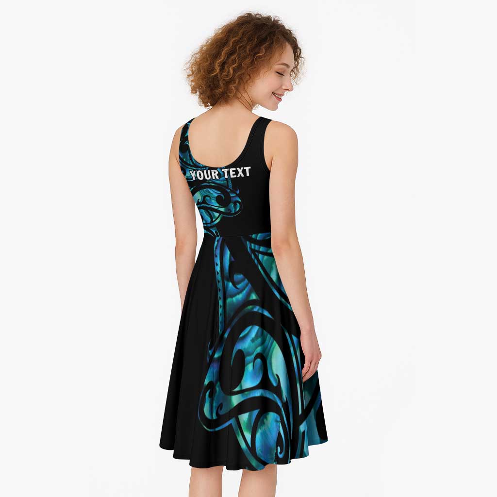 All Black Maori Tribal Tattoo Personalised Midi Dress Polynesian Style LT9 - Polynesian Pride