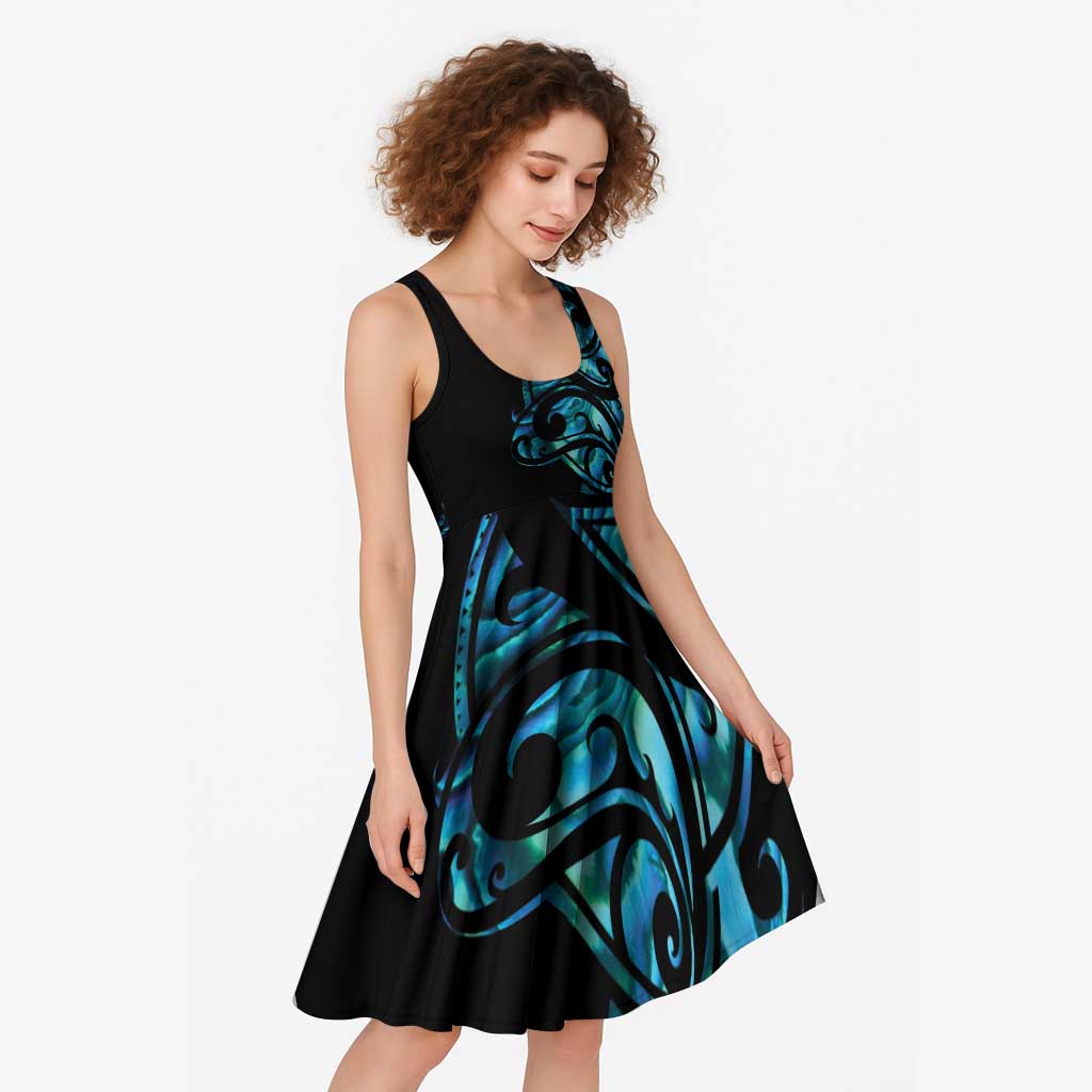 All Black Maori Tribal Tattoo Personalised Midi Dress Polynesian Style LT9 - Polynesian Pride