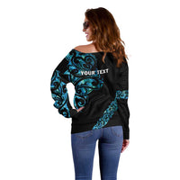 All Black Maori Tribal Tattoo Personalised Off Shoulder Sweater Polynesian Style