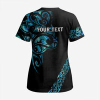 All Black Maori Tribal Tattoo Personalised Scrub Top - Polynesian Style LT9 - Polynesian Pride