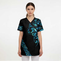 All Black Maori Tribal Tattoo Personalised Scrub Top - Polynesian Style LT9 - Polynesian Pride