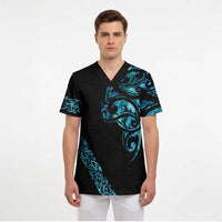 All Black Maori Tribal Tattoo Personalised Scrub Top - Polynesian Style LT9 - Polynesian Pride