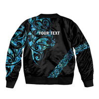 All Black Maori Tribal Tattoo Personalised Sleeve Zip Bomber Jacket Polynesian Style