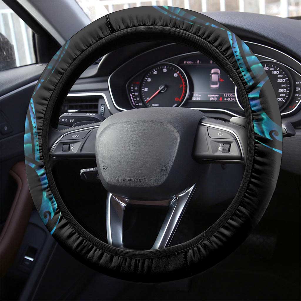All Black Maori Tribal Tattoo Steering Wheel Cover Polynesian Style