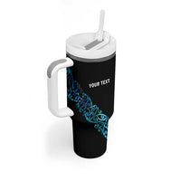 All Black Maori Tribal Tattoo Personalised Tumbler With Handle Polynesian Style