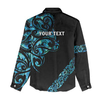 All Black Maori Tribal Tattoo Personalised Women Casual Shirt Polynesian Style