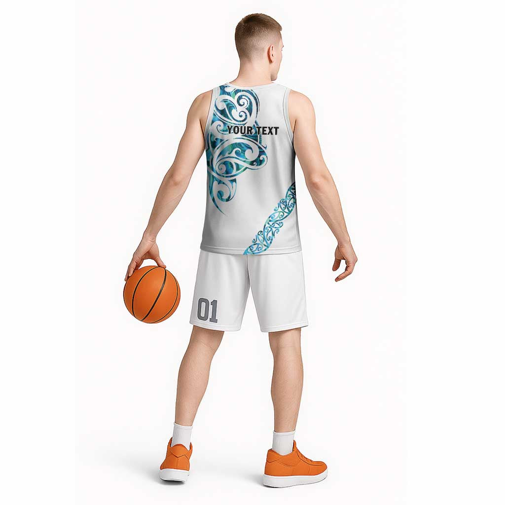 All White Maori Tribal Tattoo Personalised Basketball Jersey Polynesian Style LT9 - Polynesian Pride