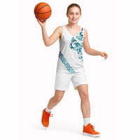All White Maori Tribal Tattoo Personalised Basketball Jersey Polynesian Style LT9 - Polynesian Pride