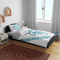 All White Maori Tribal Tattoo Personalised Bedding Set Polynesian Style