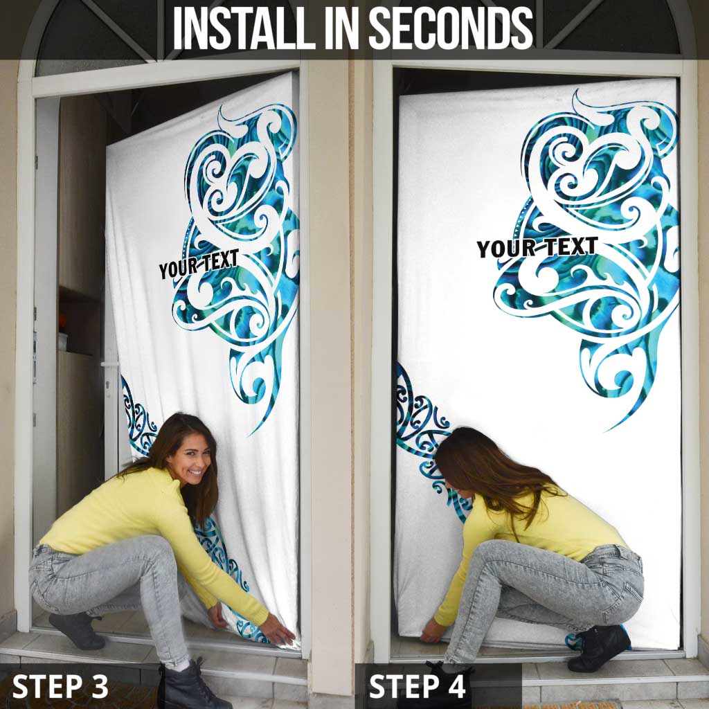 All White Maori Tribal Tattoo Personalised Door Cover Polynesian Style LT9 - Polynesian Pride