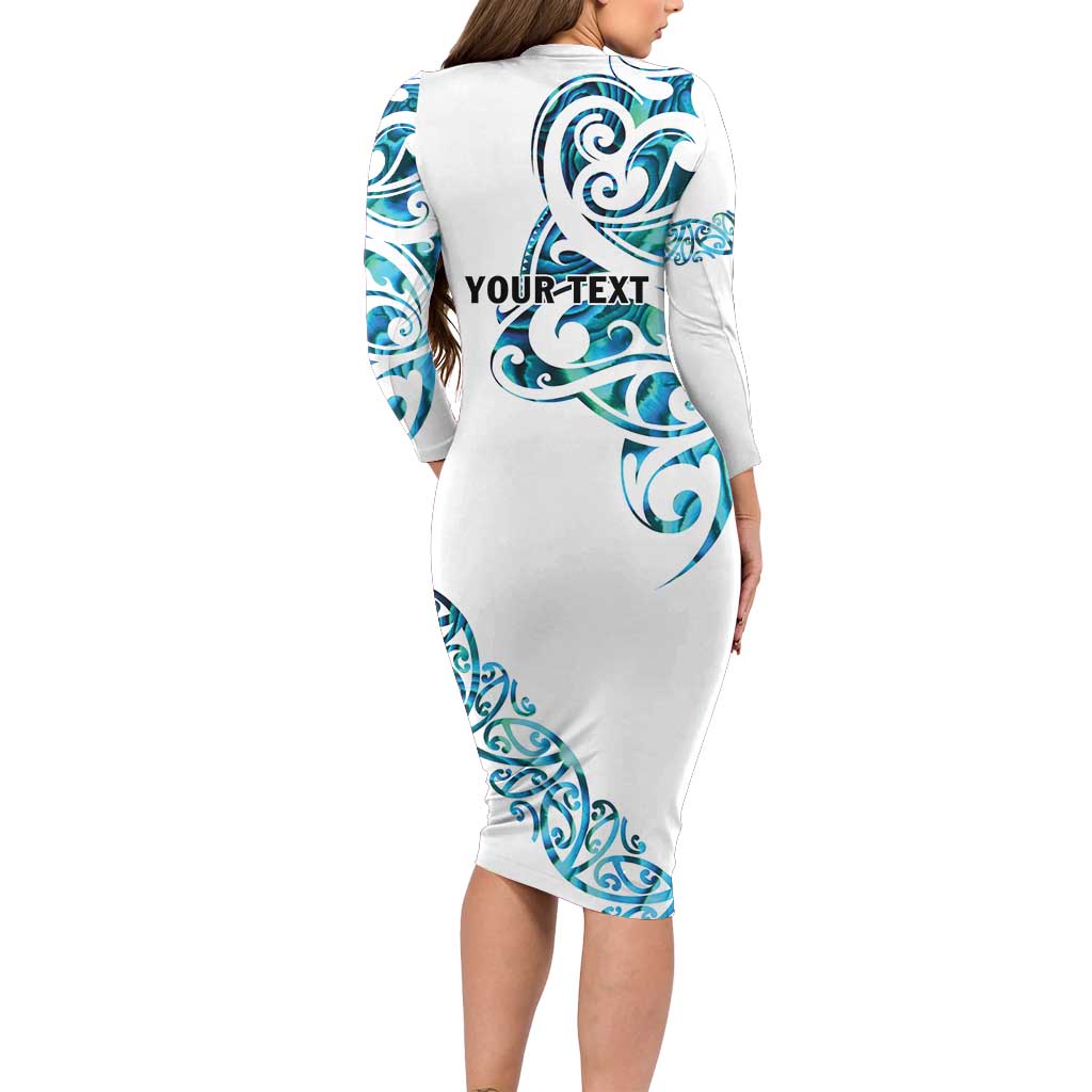 All White Maori Tribal Tattoo Personalised Family Matching Long Sleeve Bodycon Dress and Hawaiian Shirt Polynesian Style LT9 - Polynesian Pride