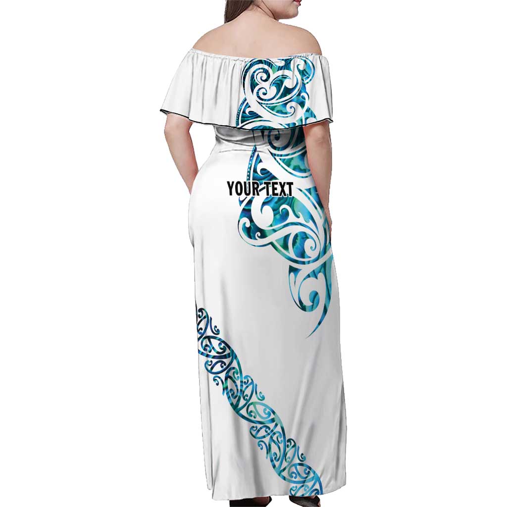 All White Maori Tribal Tattoo Personalised Family Matching Off Shoulder Maxi Dress and Hawaiian Shirt Polynesian Style LT9 - Polynesian Pride