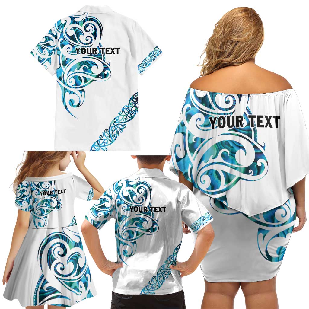 All White Maori Tribal Tattoo Personalised Family Matching Off Shoulder Short Dress and Hawaiian Shirt Polynesian Style LT9 - Polynesian Pride