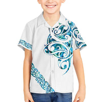 All White Maori Tribal Tattoo Personalised Family Matching Short Sleeve Bodycon Dress and Hawaiian Shirt Polynesian Style LT9 Son's Shirt White - Polynesian Pride