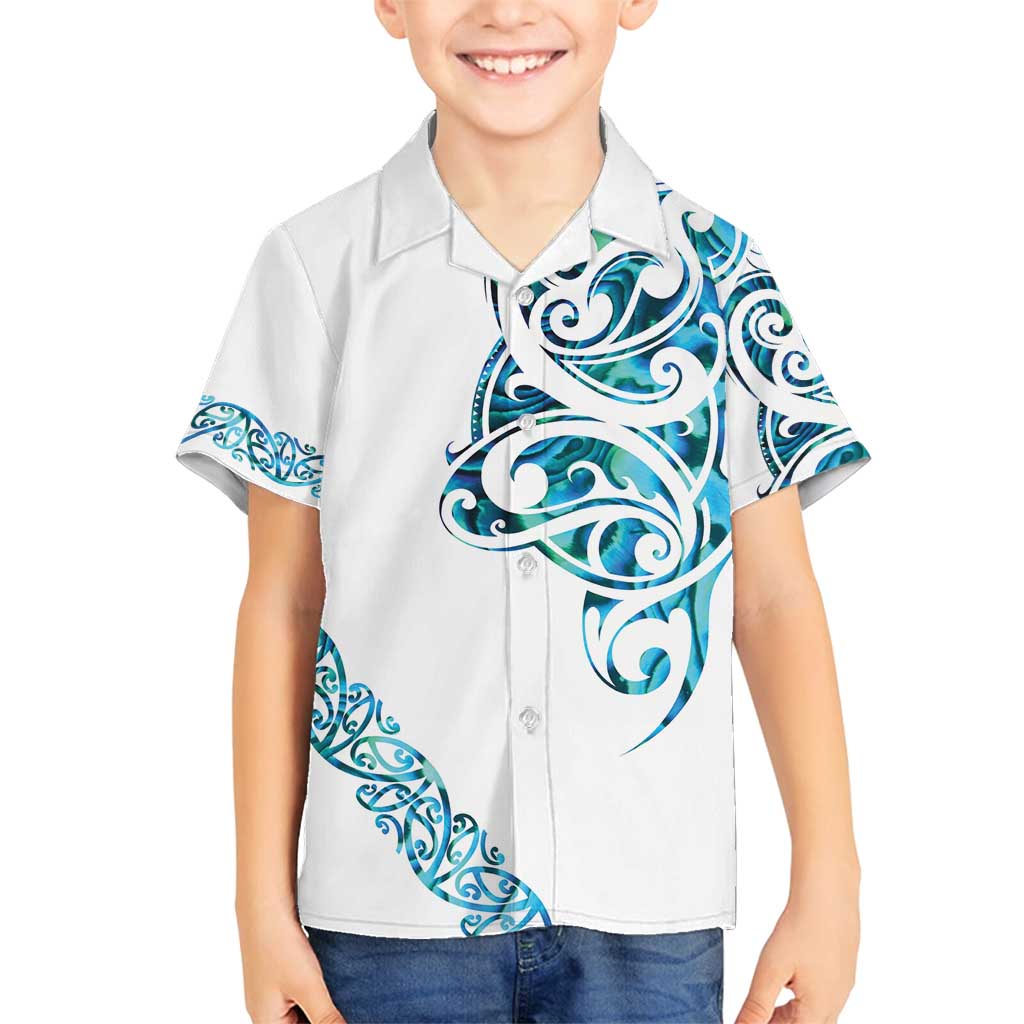 All White Maori Tribal Tattoo Personalised Family Matching Summer Maxi Dress and Hawaiian Shirt Polynesian Style LT9 Son's Shirt White - Polynesian Pride