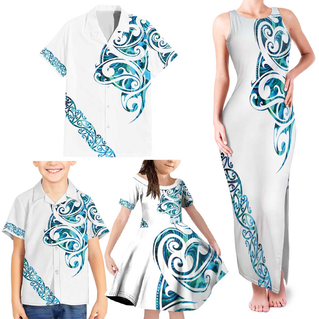 All White Maori Tribal Tattoo Personalised Family Matching Tank Maxi Dress and Hawaiian Shirt Polynesian Style LT9 - Polynesian Pride