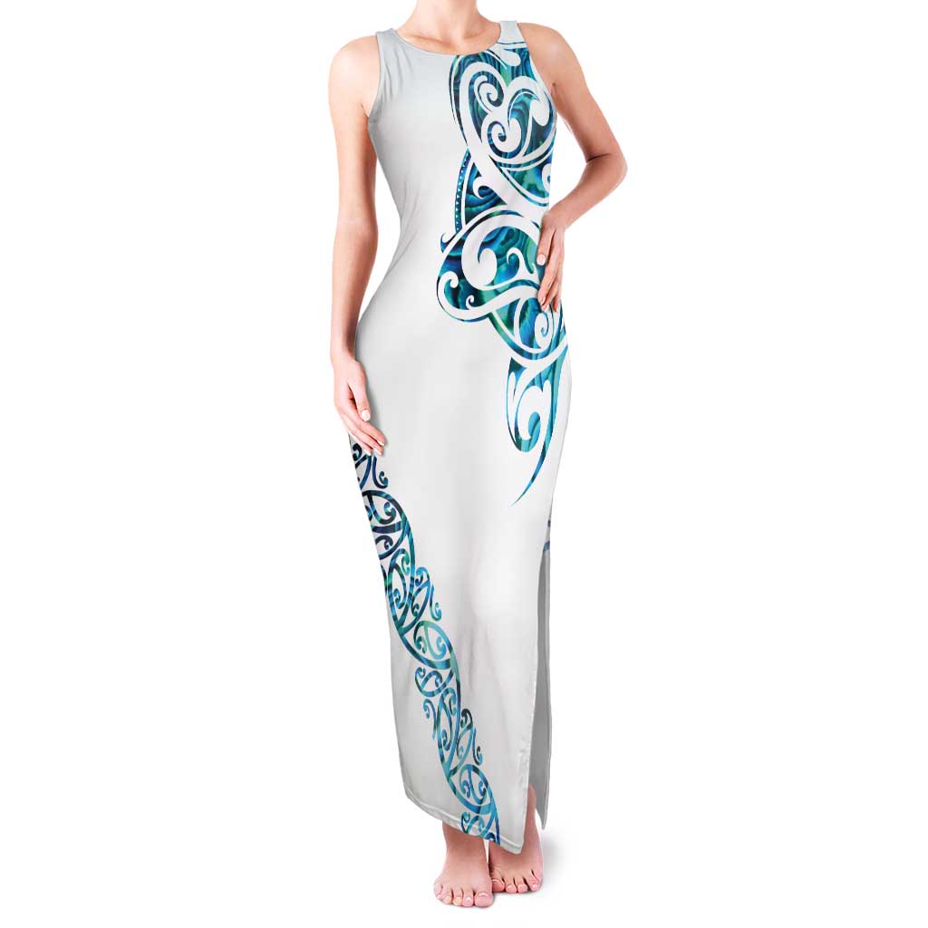 All White Maori Tribal Tattoo Personalised Family Matching Tank Maxi Dress and Hawaiian Shirt Polynesian Style LT9 Mom's Dress White - Polynesian Pride