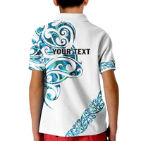 All White Maori Tribal Tattoo Personalised Kid Polo Shirt Polynesian Style