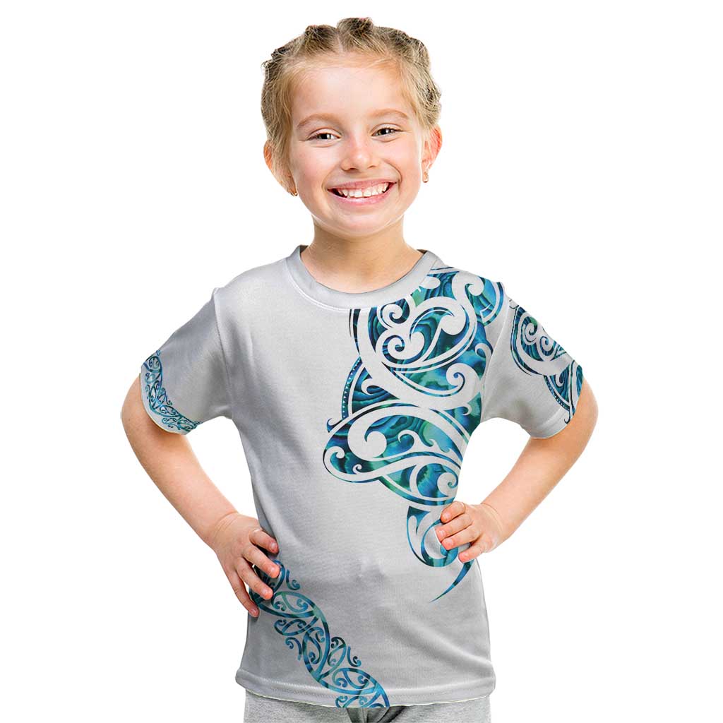 All White Maori Tribal Tattoo Personalised Kid T Shirt Polynesian Style
