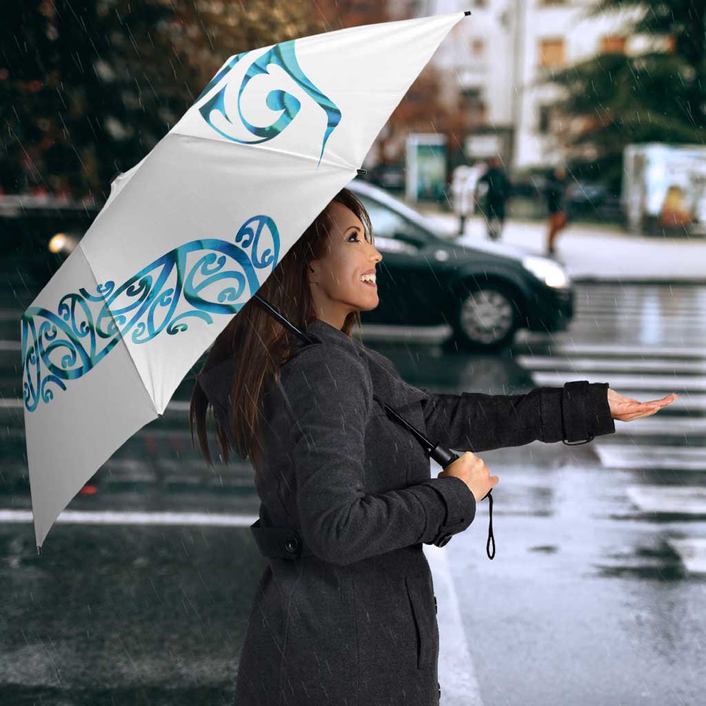 All White Maori Tribal Tattoo Personalised Umbrella Polynesian Style - Polynesian Pride