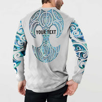 Queensland Maori Kiwi Personalised Button Sweatshirt Ma Kakariki Papua Shell Maori Tribal Tattoo