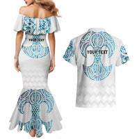 Queensland Maori Kiwi Personalised Couples Matching Mermaid Dress and Hawaiian Shirt Ma Kakariki Papua Shell Maori Tribal Tattoo LT9 - Polynesian Pride