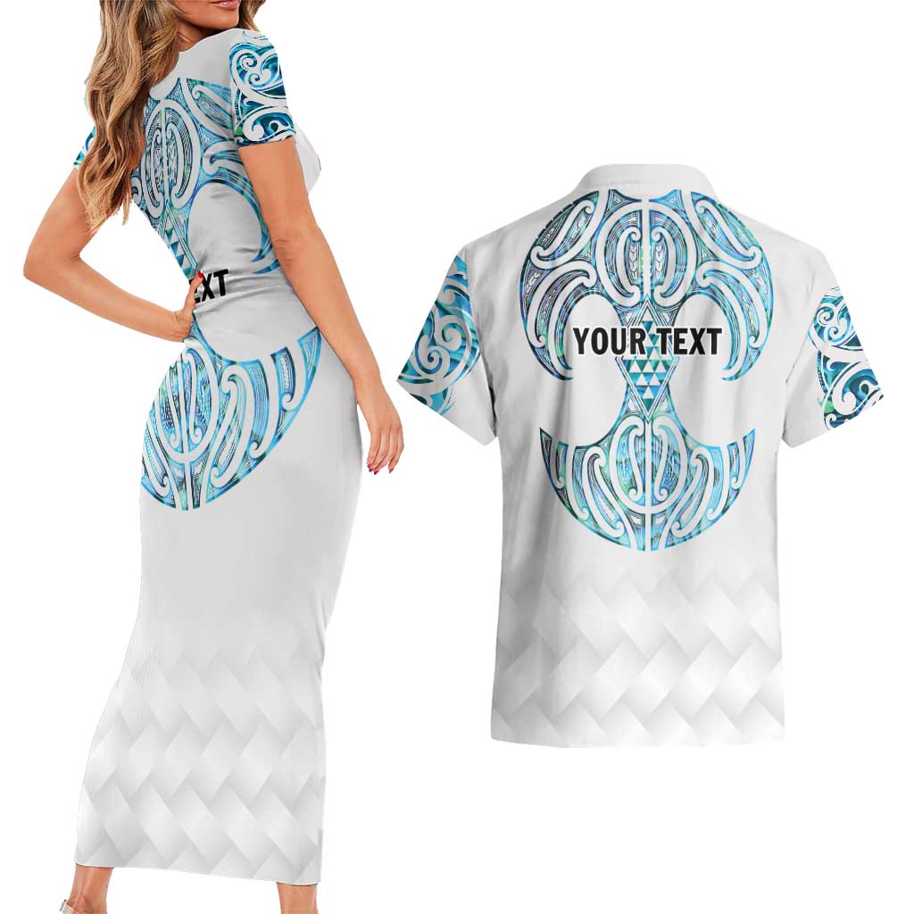 Queensland Maori Kiwi Personalised Couples Matching Short Sleeve Bodycon Dress and Hawaiian Shirt Ma Kakariki Papua Shell Maori Tribal Tattoo LT9 - Polynesian Pride