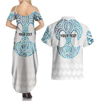 Queensland Maori Kiwi Personalised Couples Matching Summer Maxi Dress and Hawaiian Shirt Ma Kakariki Papua Shell Maori Tribal Tattoo LT9 - Polynesian Pride