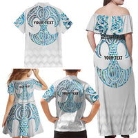 Queensland Maori Kiwi Personalised Family Matching Off Shoulder Maxi Dress and Hawaiian Shirt Ma Kakariki Papua Shell Maori Tribal Tattoo LT9 - Polynesian Pride